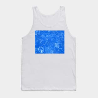 Techno 3 Monotype Print in Blue Tank Top